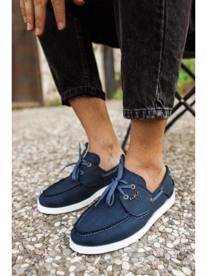 Knack Mevsimlik Keten Ayakkabı 008 Mavi Erkek Klasik Ayakkabı