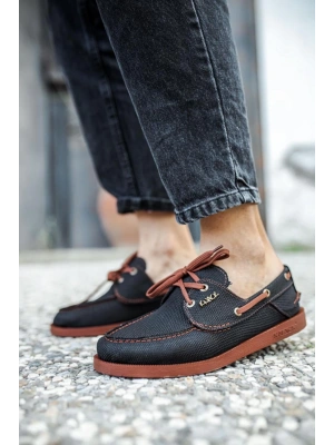 Knack Mevsimlik Keten Ayakkabı 008 Siyah (taba Taban) Kadın Günlük Ayakkabı