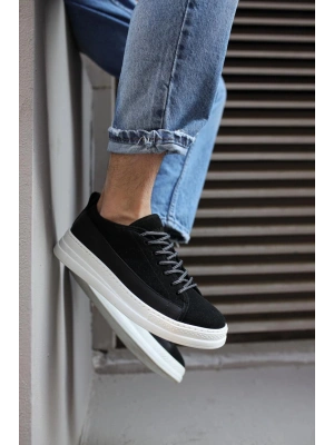 Knack Sneakers Ayakkabı 010 Siyah Süet (beyaz Taban) Erkek Sneaker Ayakkabı