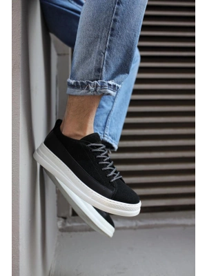 Knack Sneakers Ayakkabı 010 Siyah Süet (Beyaz Taban)