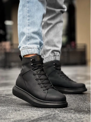 Knack Yüksek Taban Ayakkabı B-080 Siyah (siyah Taban) Erkek Günlük Ayakkabı