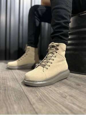 Knack Yüksek Taban Ayakkabı B-080 Vizon Süet Erkek Bot