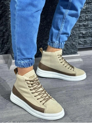 Knack Yüksek Taban Ayakkabı C-030 Vizon Süet Erkek Bot