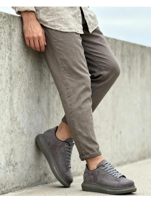 Knack Yüksek Taban Günlük Ayakkabı 044 Gri Süet (Yeşil Taban)