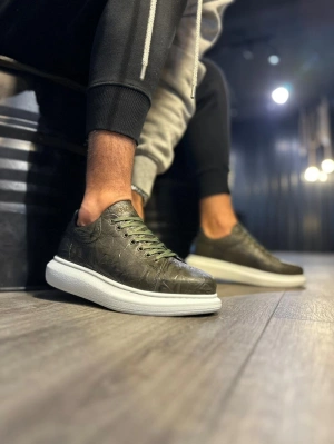 Knack Yüksek Taban 044 Haki (desenli) Erkek Günlük Ayakkabı