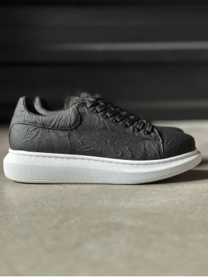 Knack Yüksek Taban Günlük Ayakkabı 044 Siyah Beyaz Taban (Desenli)