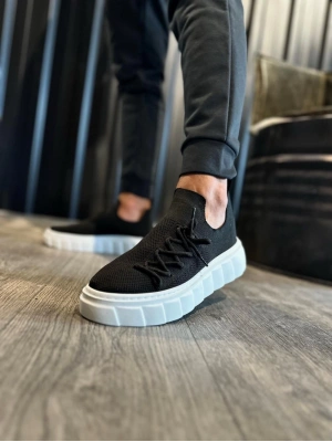 Knack Yüksek Taban 1025 Siyah (beyaz Taban) Erkek Günlük Ayakkabı