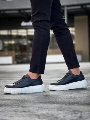 Knack Yüksek Taban Günlük  Ayakkabı 144  Siyah (Beyaz Taban)