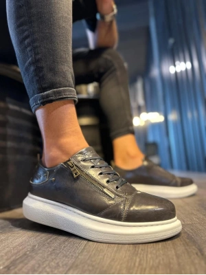 Knack Yüksek Taban 555 Parlak Gri Erkek Günlük Ayakkabı