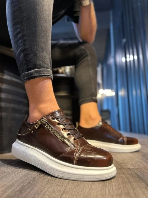 Knack Yüksek Taban 555 Parlak Kahverengi Erkek Günlük Ayakkabı
