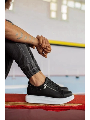 Knack Yüksek Taban Günlük Ayakkabı 555 Siyah (Beyaz Taban)