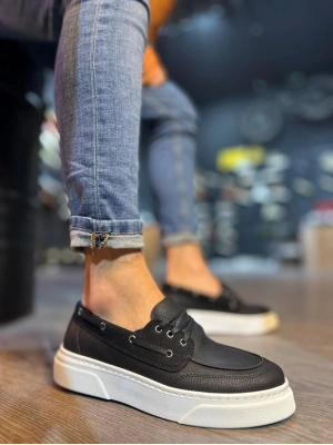 Knack Yüksek Taban Günlük Ayakkabı 700 Siyah (Beyaz Taban)