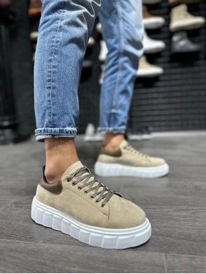 Knack Yüksek Taban Günlük Süet Ayakkabı 144 Vizon Süet Erkek Günlük Ayakkabı