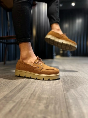 Knack Yüksek Taban Klasik Ayakkabı 778 Taba Süet