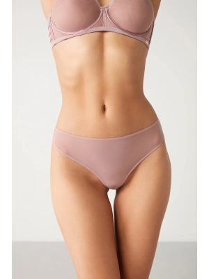 KOM Mell Transparan String Gül Kurusu Renk