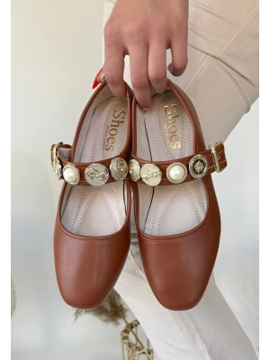 Koope Taba Cilt Ayakkabı Kadın Babet