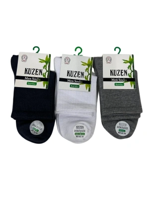 Kuzen Dikişsiz Yarım Konç Bambu Erkek Çorap 3 Adet