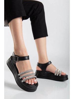 Lalen Siyah Kemerli Kadın Sandalet