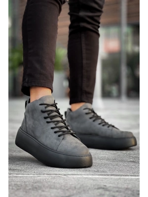 Le10 Bağcıklı Erkek Yüksek Siyah Taban Antrasit Spor Erkek Bot