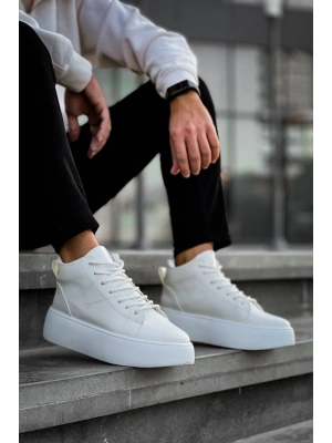 Le10 Bağcıklı Erkek Yüksek Taban Beyaz Spor Erkek Bot