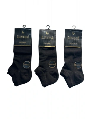 Livoni Dikişsiz Bambu Erkek Patik Çorap 3 adet