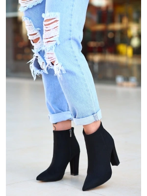 Loora Siyah Süet Topuklu Bot