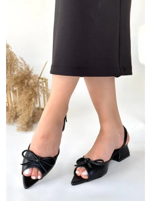 Lotta Siyah Cilt Kadın Topuklu Ayakkabı