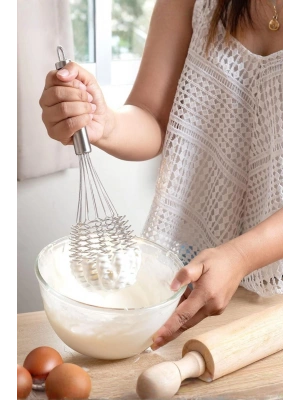 Lüks Örgülü Paslanmaz Çelik Çırpıcı & Profesyonel Hamur Ve Sos Karıştırıcı (32 cm)
