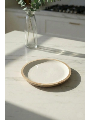 Mango Agacı Pasta Tabağı & Sunum Tabağı 20 Cm Krem