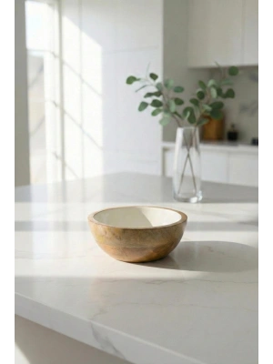 Mango Agacı Sunum Servis Kasesi & Dekoratif Kase 20 Cm Krem