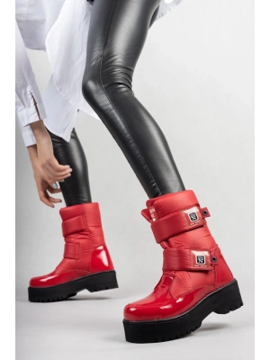 Miah Kırmızı Rugan Kar Kadın Bot