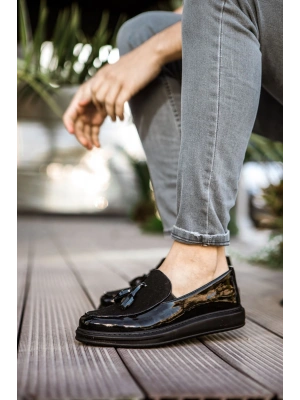 MN002 - RST Loafer Verniciata Erkek Ayakkabı SIYAH