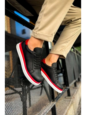 MN979 - Santoni GBT Spor Erkek Ayakkabı SIYAH/KIRMIZI