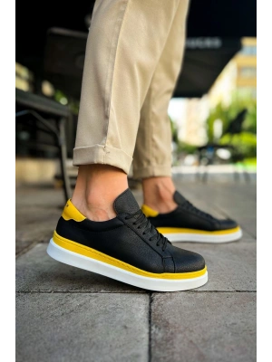 MN979 - Santoni GBT Spor Erkek Ayakkabı SIYAH/SARI