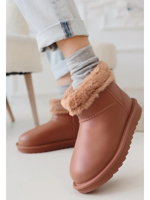 Mordi Taba Oval Burunlu Su Geçirmez İçi Kürklü Kadın Bot