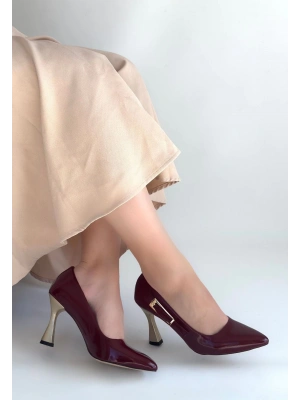 Motya Bordo Rugan Topuklu Ayakkabı