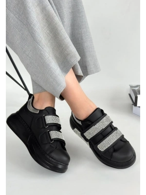 Nino Siyah Cilt Cırt Cırtlı Kadın Spor Ayakkabı