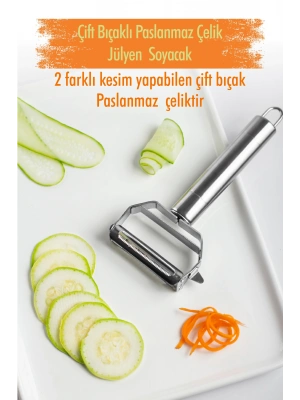 Paslanmaz Çelik Sebze Meyve Julyen Soyucu & Doğrayıcı 17 Cm