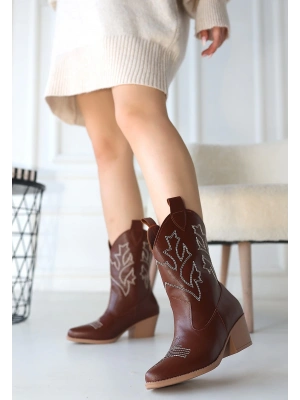 Peert Taba Cilt Topuklu Kadın Bot