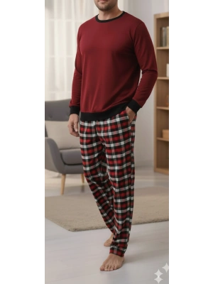 Pijalüx Battal Tek Alt Cepli Ekose Pijama