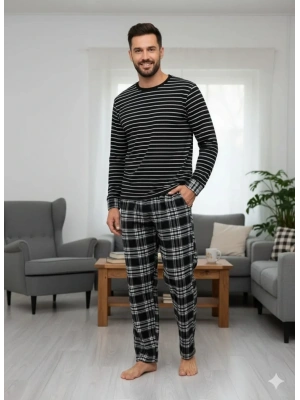 Pijalüx Tek Alt Cepli Ekose Pijama Battal