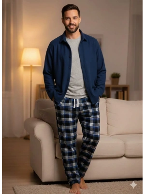 Pijalüx Tek Alt Ekose Kalın Poplin Ev Pantalonu