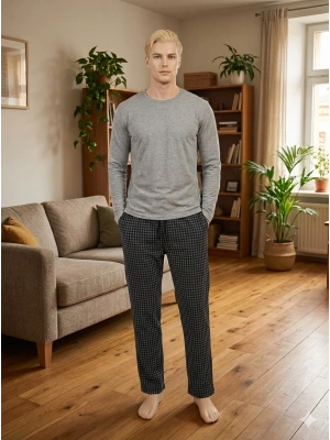 Pijalüx Tek Alt Örme Ekose Ev Pantolonu