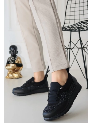 Plani Siyah Cilt Ayakkabı Kadın Babet