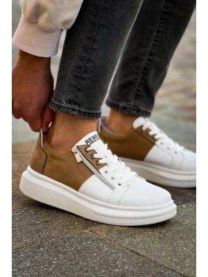 RS601 - Lüx Süet Erkek Ayakkabı Beyaz/Vızon