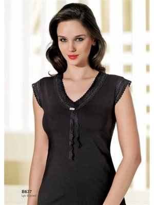 Şahinler Dantelli Taşlı Yarım Kol Bluz B637