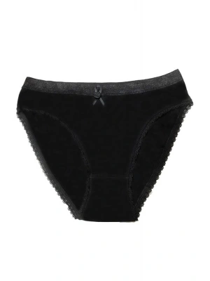 Şahinler Kadın için Dantel Kenarlı Siyah Renk Bikini Külot B223