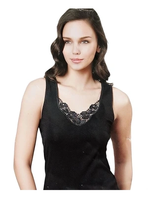 Şahinler Kalın Askılı Dantelli Siyah Atlet