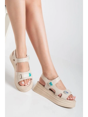 Saide Bej Cilt Cırt Cırtlı Kadın Sandalet