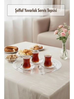 Şeffaf Yuvarlak Servis Tepsisi 33 cm